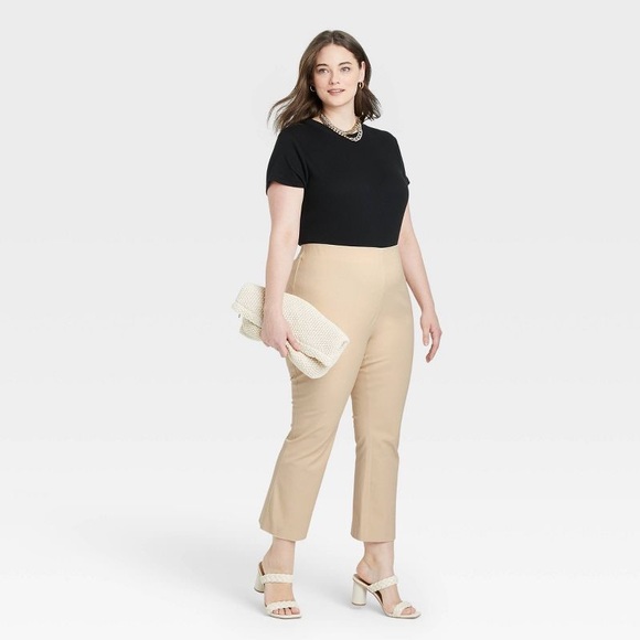 Women's Super-High Rise Slim Fit Cropped Kick Flare Pull-On Pants - A New Day™ - Picture 1 of 4
